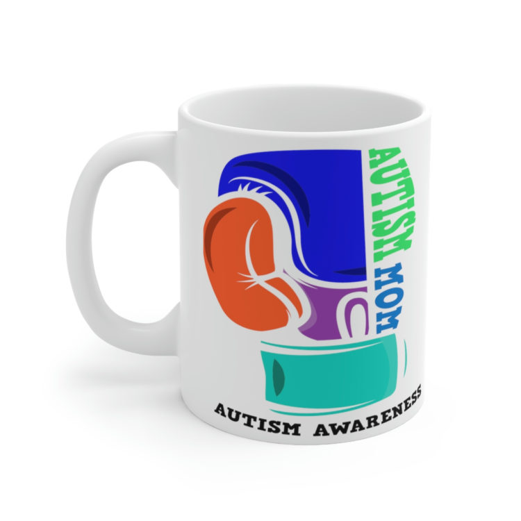 [Printed in USA] Autism Mom Autism Awareness - White 11oz Ceramic Coffee Mug