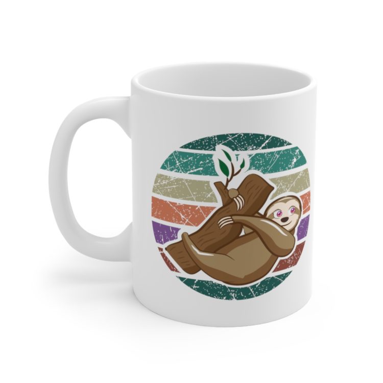 [Printed in USA] Smiling Sloth - White 11oz Ceramic Coffee Mug